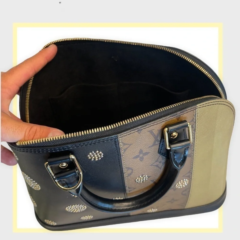 LV LOUIS VUITTON Reverse Monogram‎ Studded Night Lights Alma PM